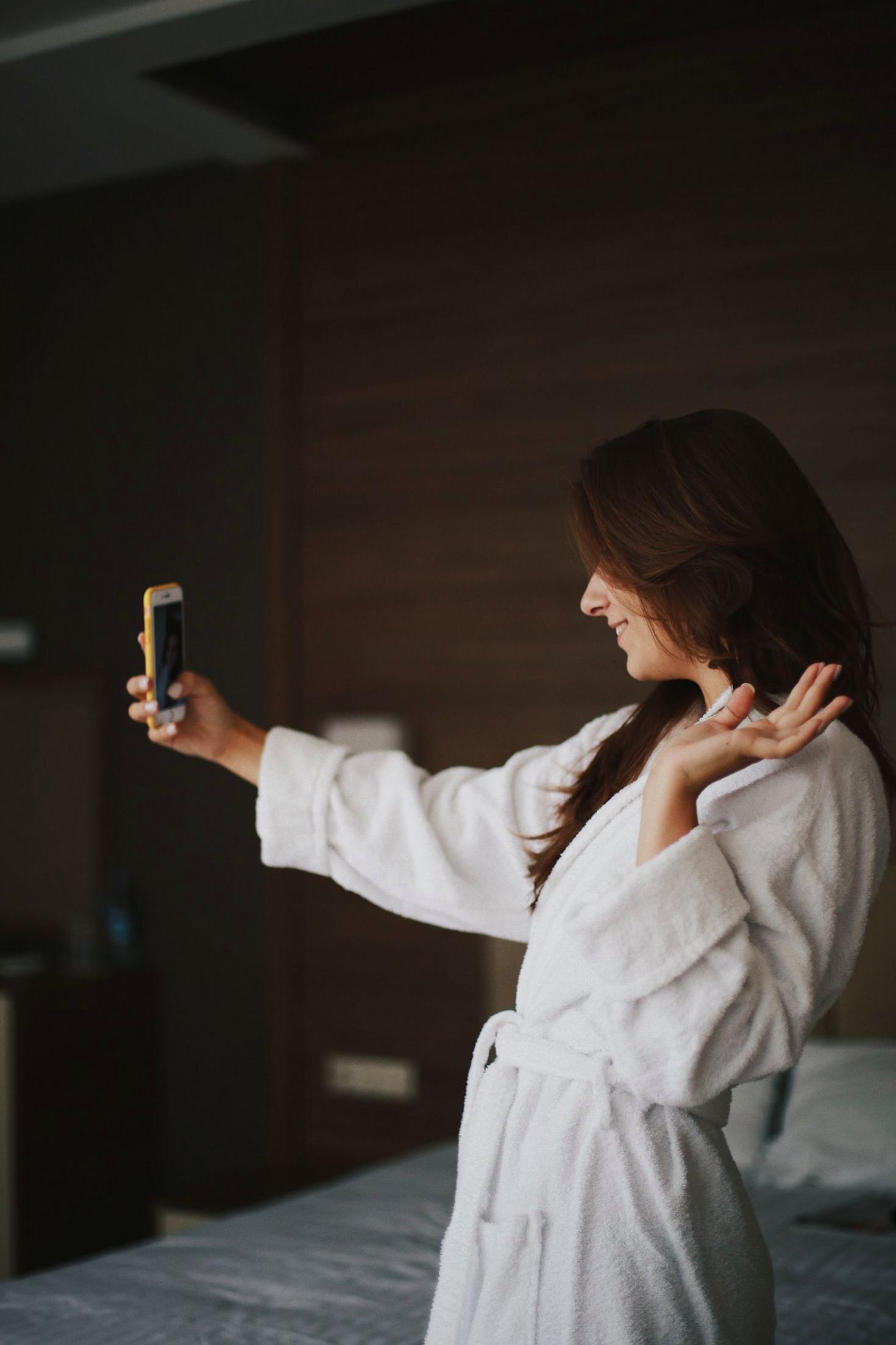Guest enjoying hotel room